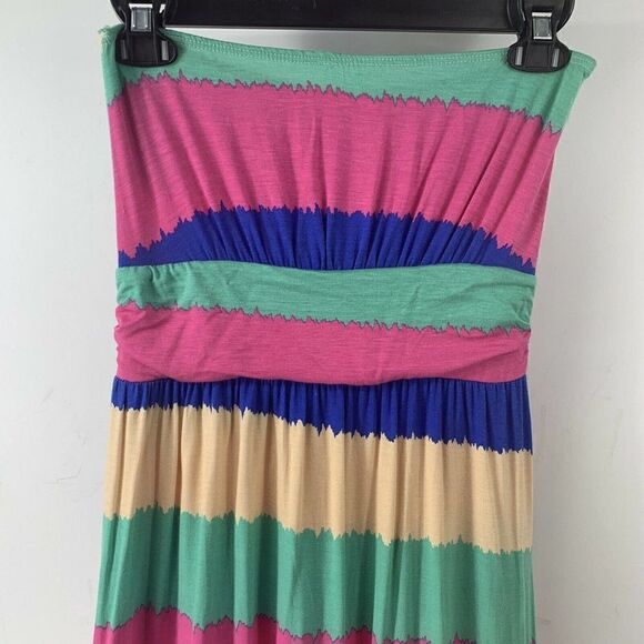 Colorful Strapless Maxi Dress Striped Size Small - Picture 3 of 5